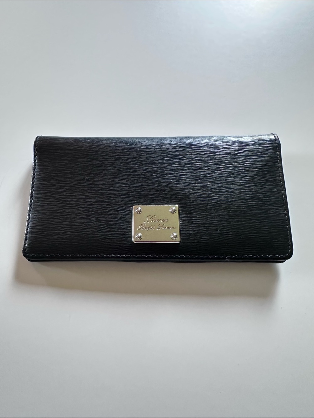 Lauren Ralph Lauren Black Leather Wallet with Silver Plaque